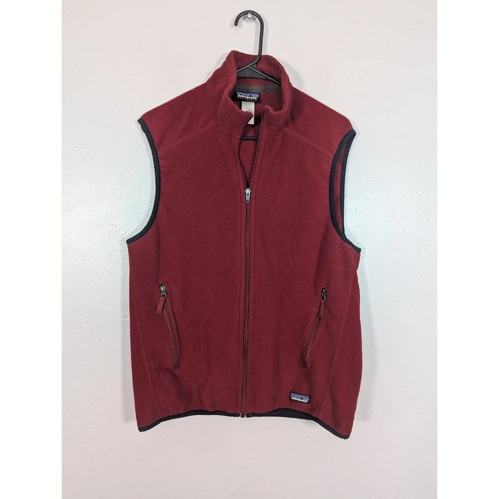 Vintage Patagonia Fleece Vest‎ Mens M Red Full Zip Hiking Outdoor USA Made 90s